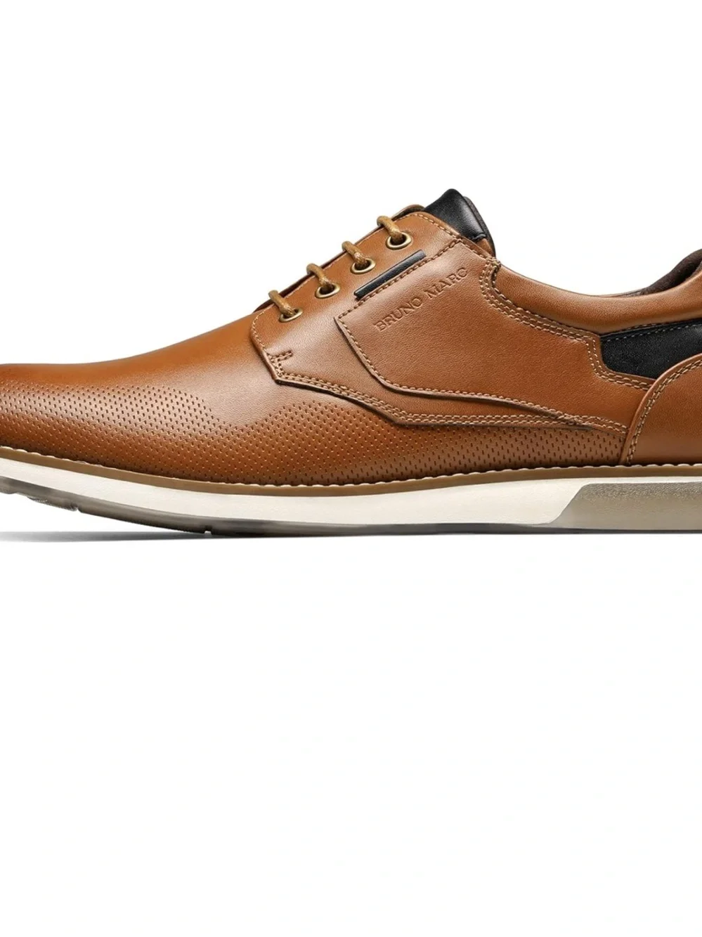 Men's Tan Leather Derby with Perforated Toe